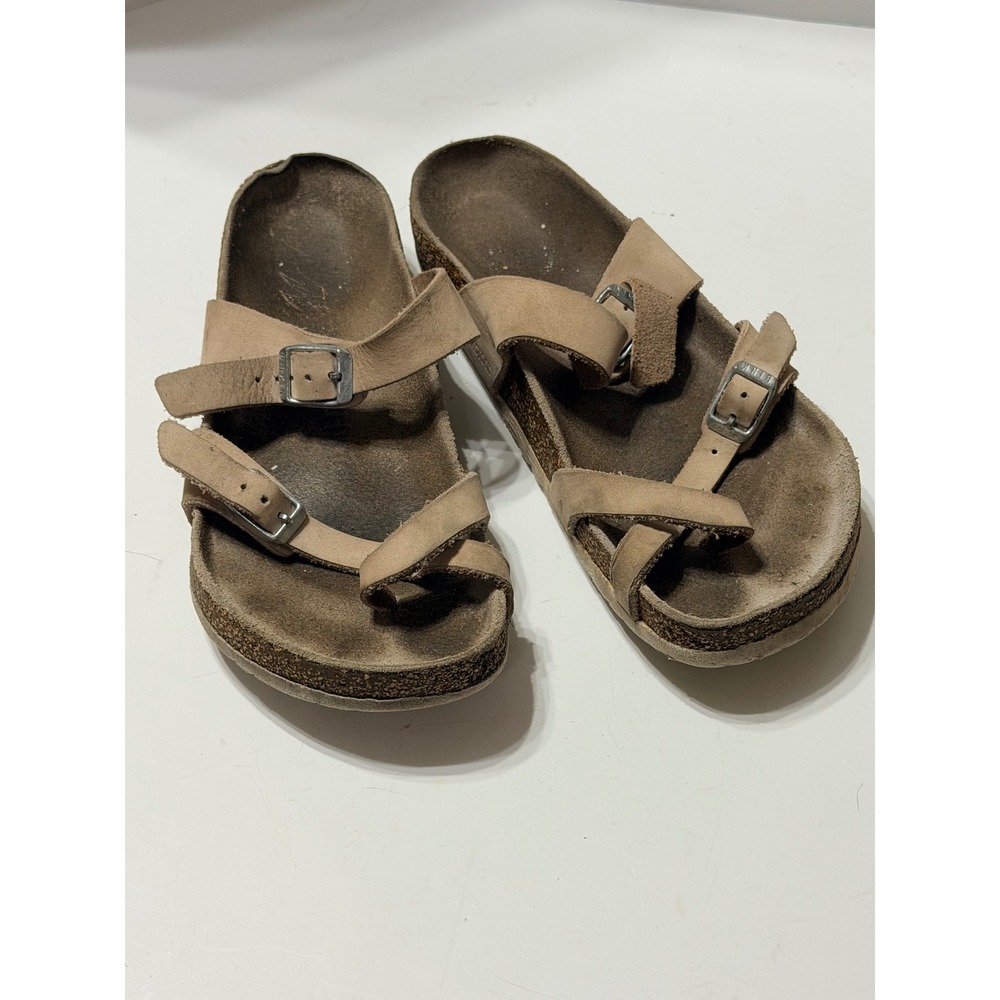 Birkenstock Mayari Oiled Leather Sandals Tobacco Brown Toe Loop Strappy Shoes